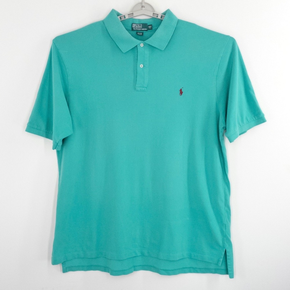 Polo Ralph Lauren Men's 3XLT Tall Aqua Cotton Mesh Pony Polo Shirt Classic EUC